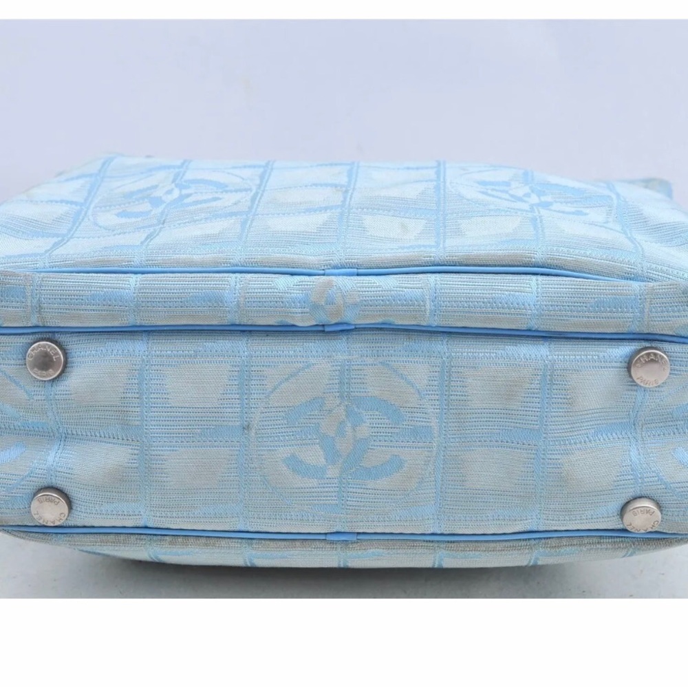 Authentic CHANEL New Travel Line 2Way Shoulder Hand Bag Nylon Leather Blue - Picture 7 of 12